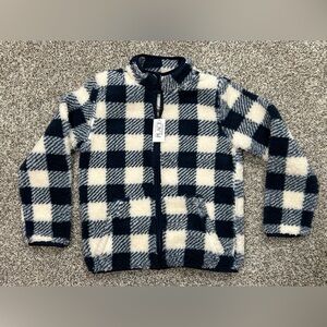 The Children's Place Kids Navy & White Buffalo Check Fleece Zip up  7/8
